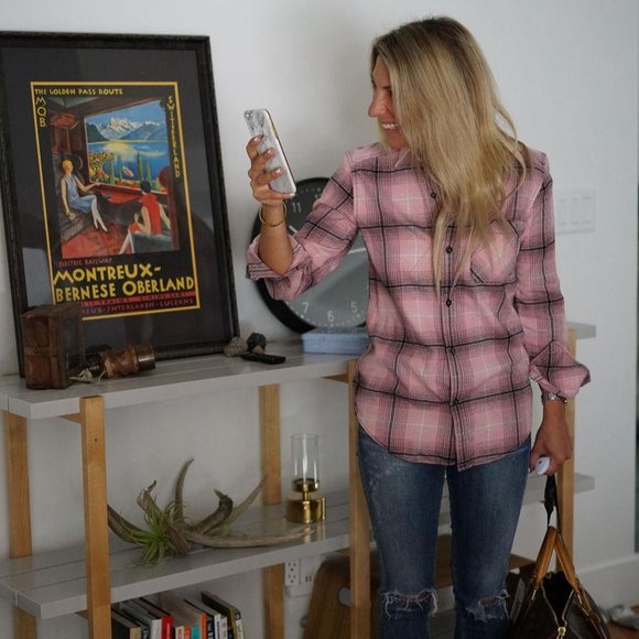 Tna Shirt- Pink Plaid - Picture 5 of 7